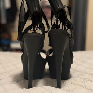 Pleaser Black Strappy Heels